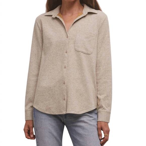 NEW Z SUPPLY zenith shirt in heather oat - Picture 3 of 3